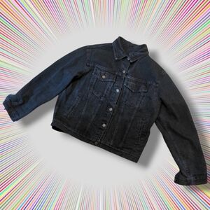 Vintage Gap Black Denim Jacket Extra Large VTG Denim Distressed 90s